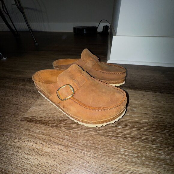 Birkenstock Buckley Suede Clogs (NEVER WORN) | Cognac | Women’s Size 39 - Picture 2 of 3